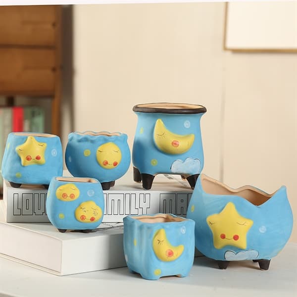 Chậu Gốm Blue Star size L